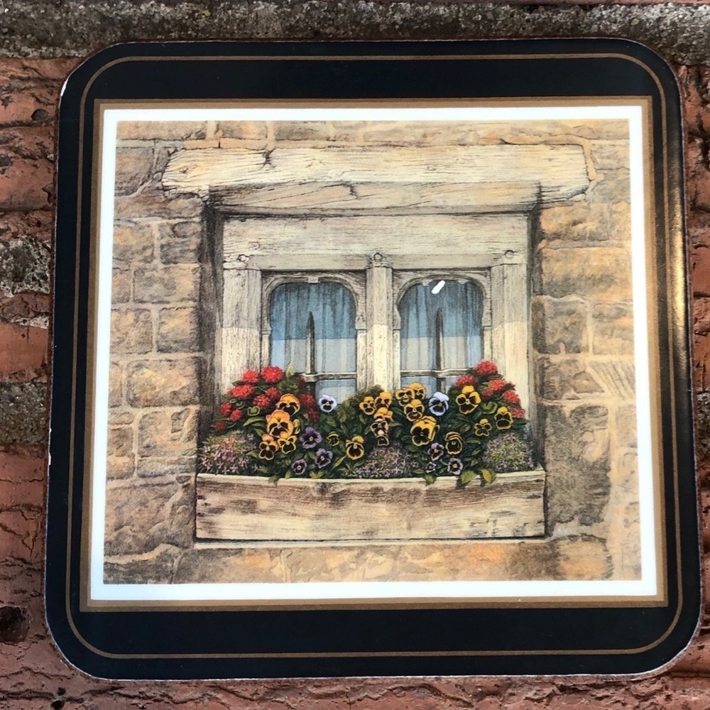 Set of 5 Pimpernel Cork Back Flower Window Box Coasters - Picture 5 of 9
